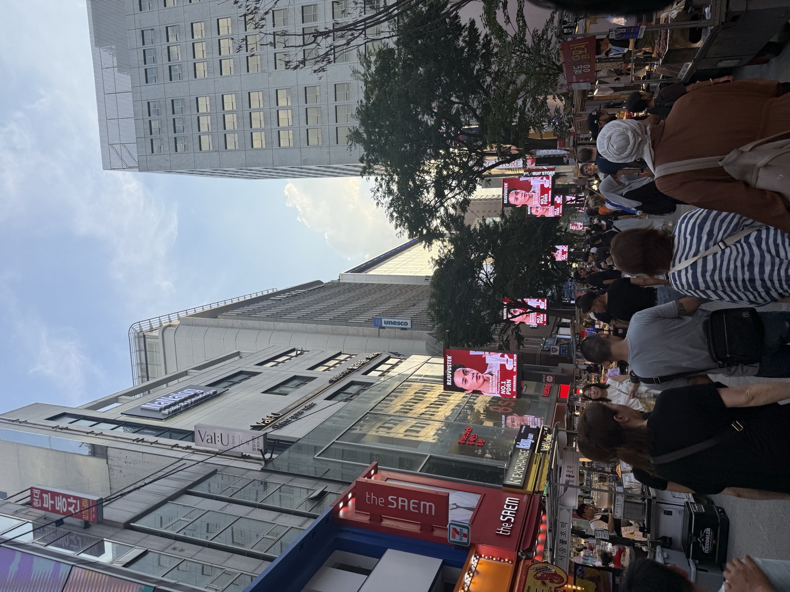 Myeongdong shopping street in Seoul during the day